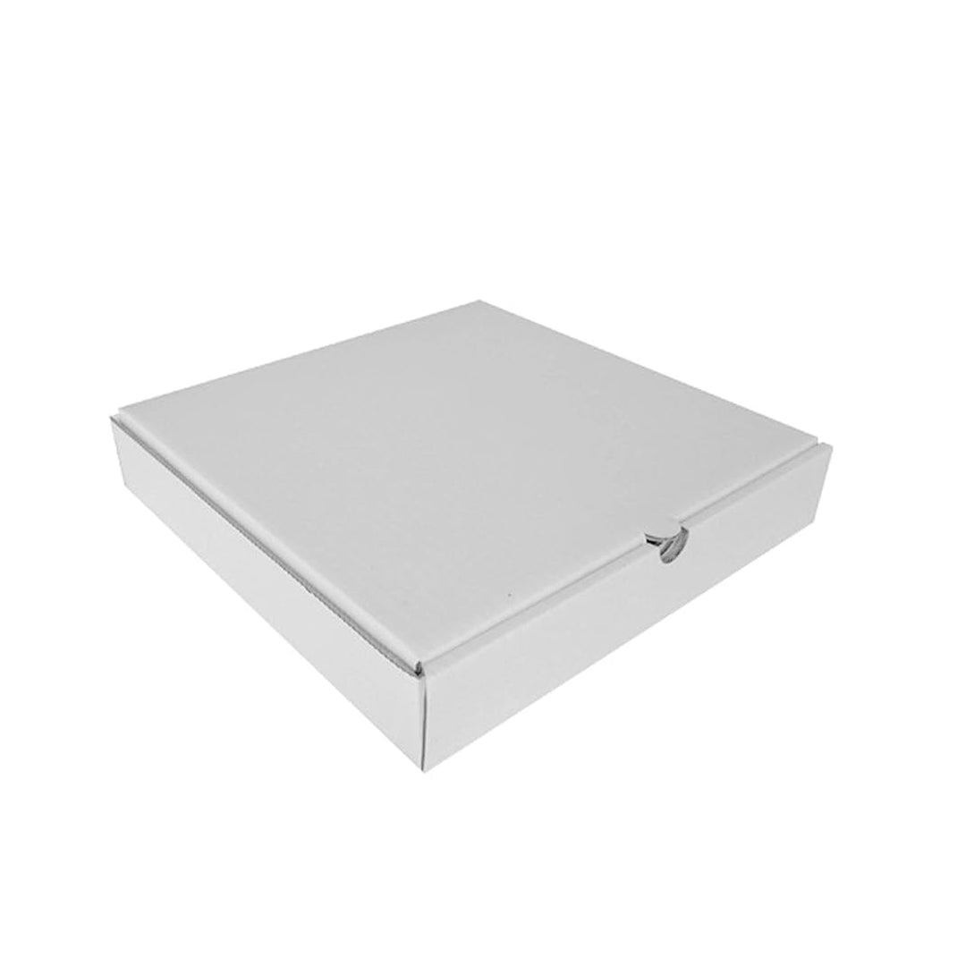 Packaging Wise 12-inch white pizza box — medium-sized cardboard packaging perfect for takeaway, food delivery, and storing hot or cold pizzas safely.