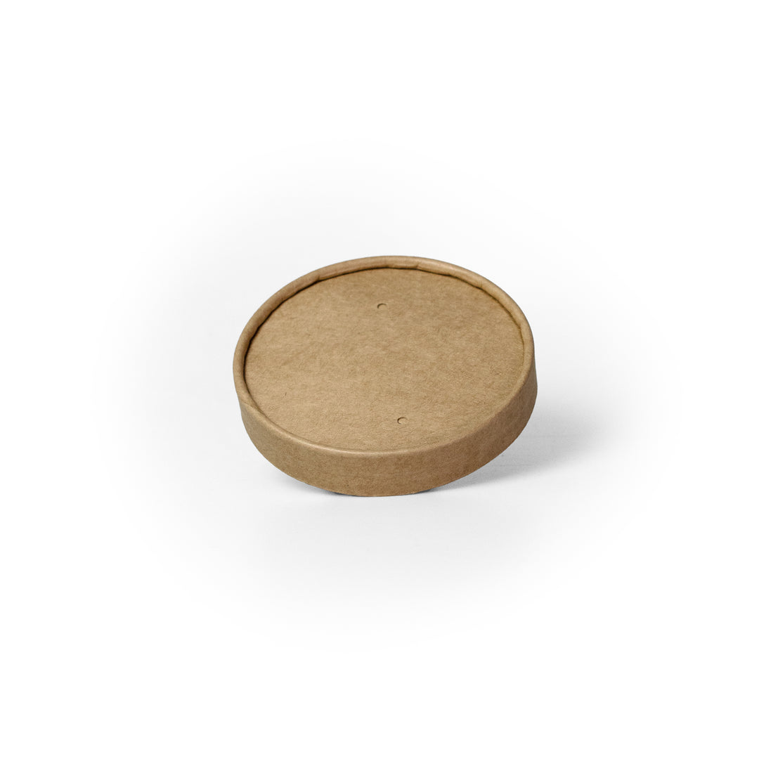Packaging Wise 16oz kraft paper lid — strong, compostable and eco-friendly, ideal for tall food bowls and takeaway containers, pack of 500. Provides secure and sustainable food packaging.
