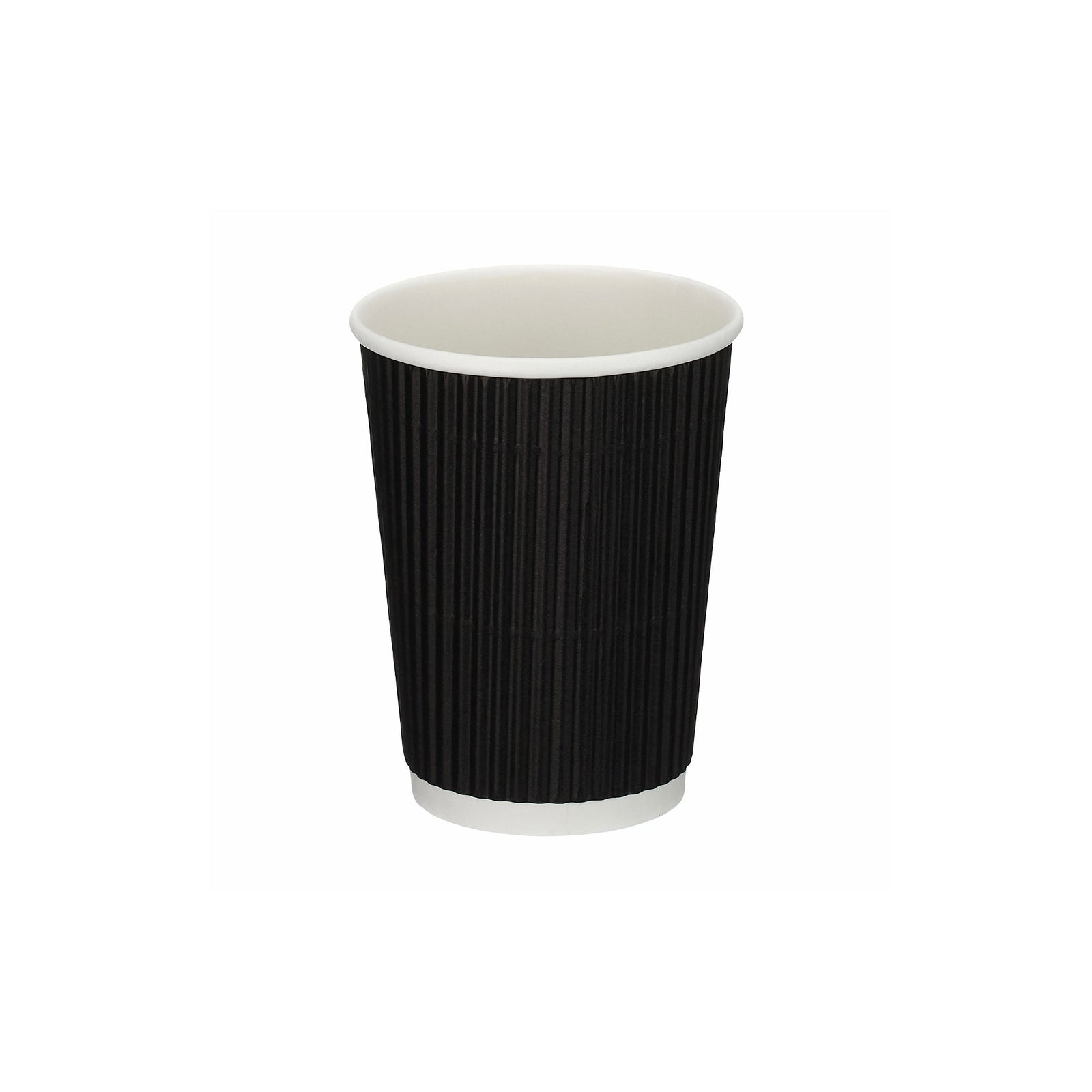 12oz black ripple wall hot cup with 90mm diameter — insulated paper cup for hot coffee and takeaway beverages.