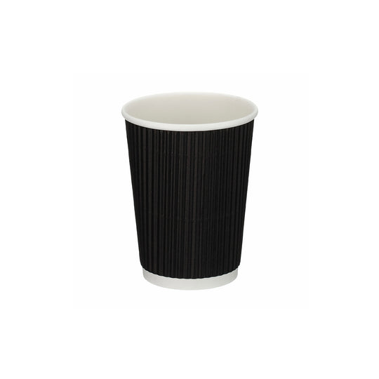 12oz - 90⌀ Black Ripple Wall Hot Cup (1 x 500) – Packaging Wise
