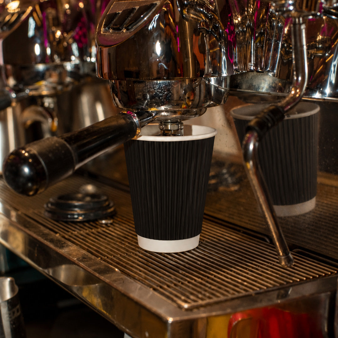 12oz - 90mm Diameter Black Ripple Wall Hot Cup (1 x 500)