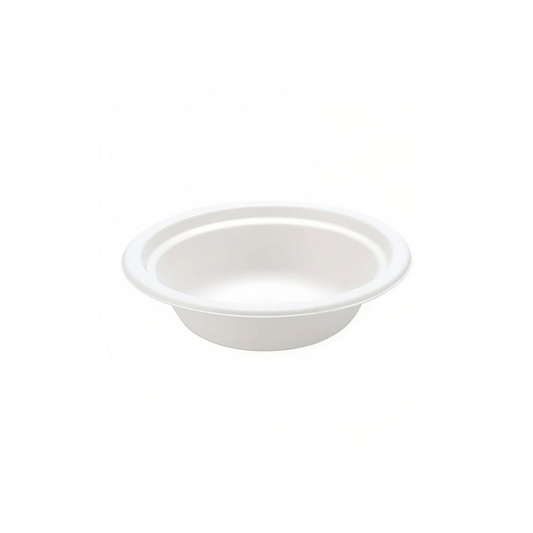12oz white bagasse bowl (1000 pack) — compostable sugarcane fibre bowl suitable for hot and cold takeaway meals.