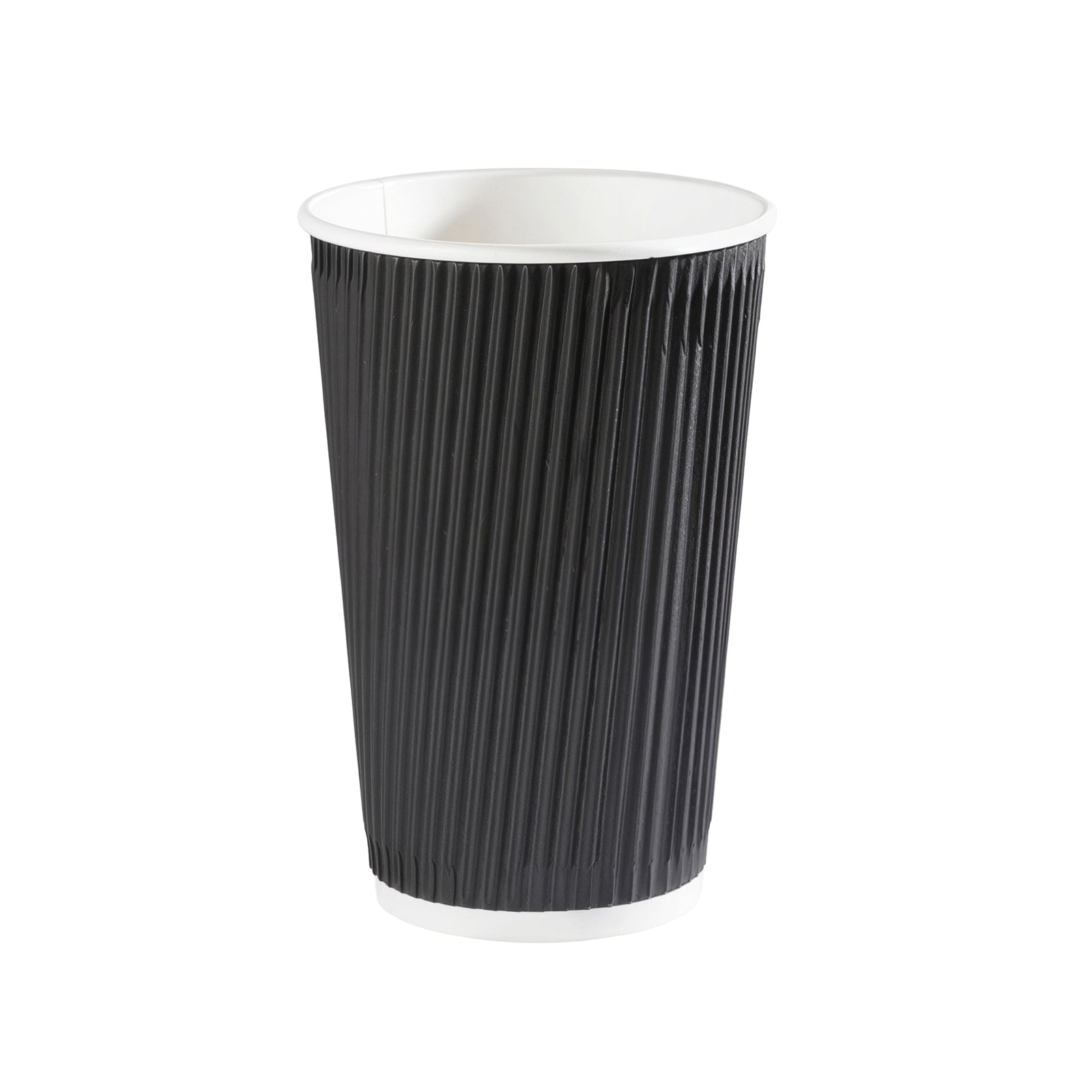 16oz black ripple wall hot cup with 90mm rim (500 pack) — insulated paper cup ideal for hot takeaway beverages.