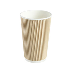 16oz - 90⌀ Kraft Ripple Wall Hot Cup (1 x 500)