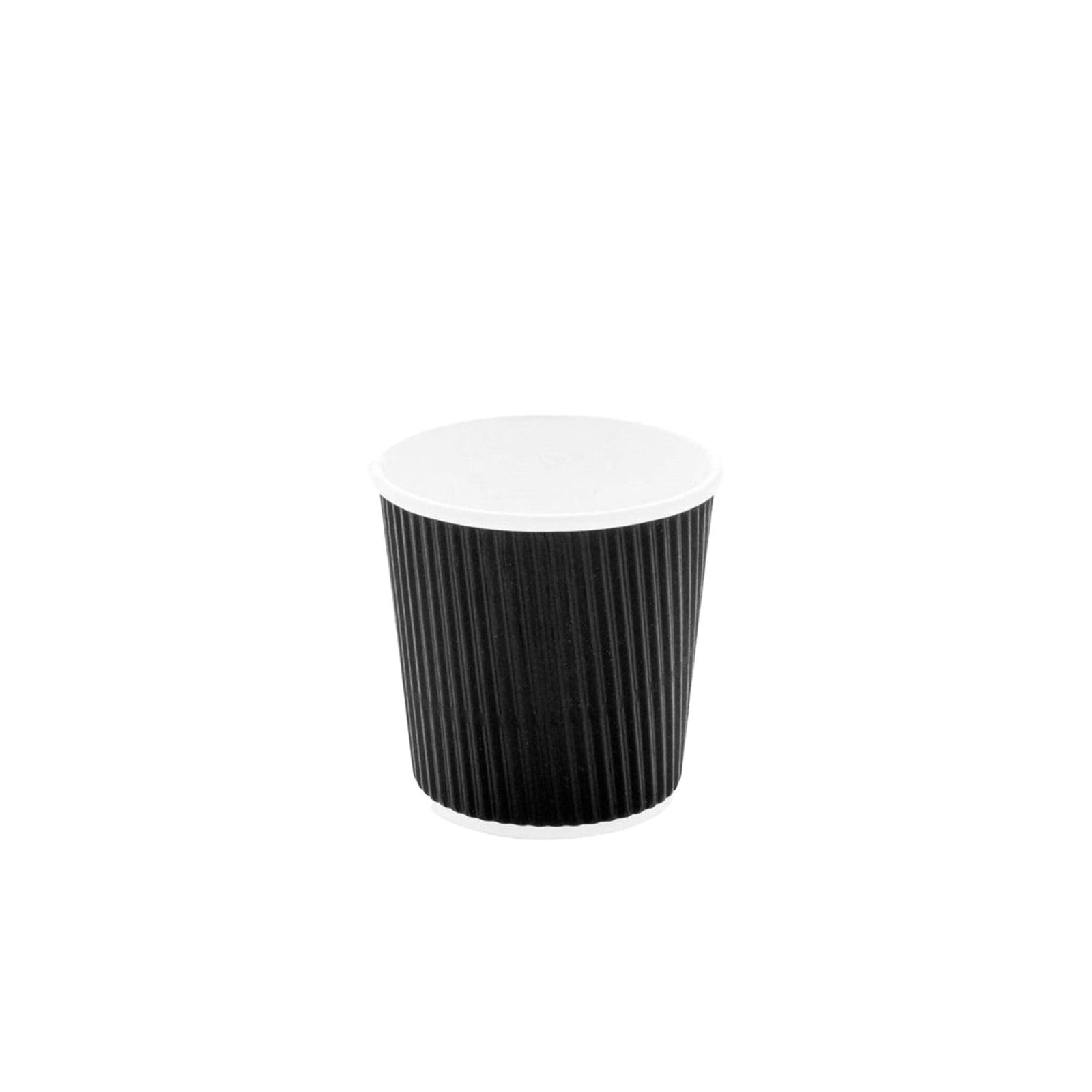 4oz black ripple wall hot cup with 63mm rim (1000 pack) — insulated paper cup ideal for espresso and hot takeaway drinks.