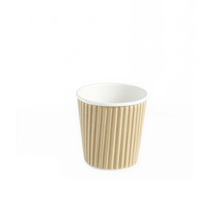 4oz kraft ripple wall hot cup with 58mm rim (1000 pack) — insulated paper cup ideal for espresso and hot takeaway drinks.