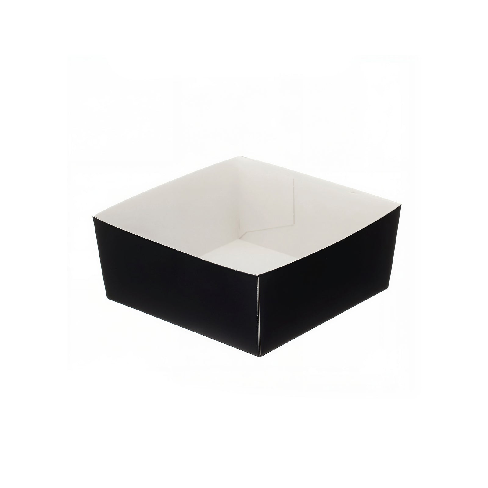 4x4 black paper burger tray (500 pack) — sturdy disposable tray ideal for burgers, sides, and fast food service.