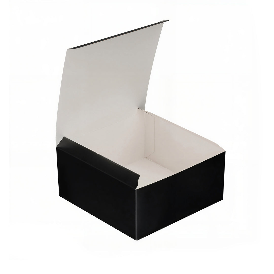 5x5 black paper burger box (500 pack) — sturdy hinged takeaway box ideal for burgers and hot food service.
