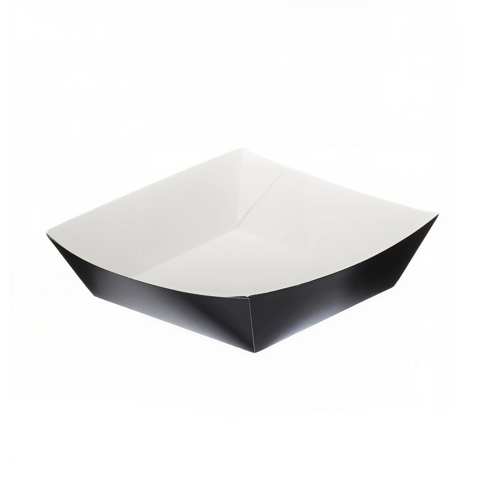 5x5 black paper burger tray (500 pack) — durable disposable tray suitable for burgers, loaded fries, and fast food service.