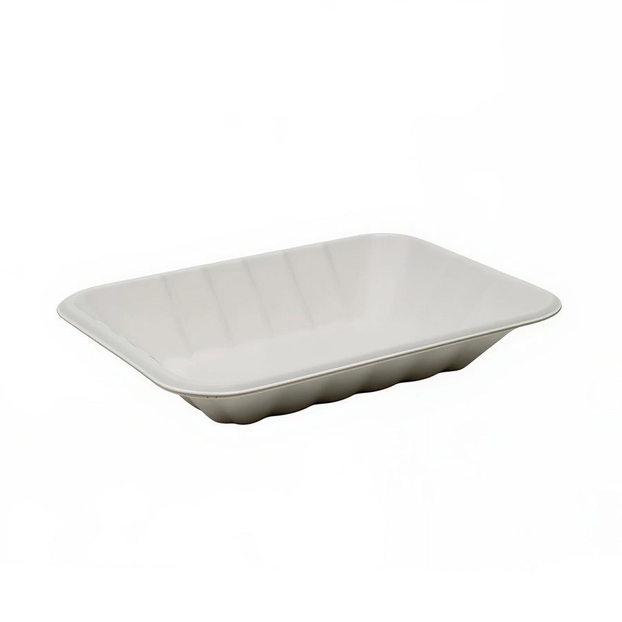 7" x 5" White Bagasse Chip Tray (1 x 500)