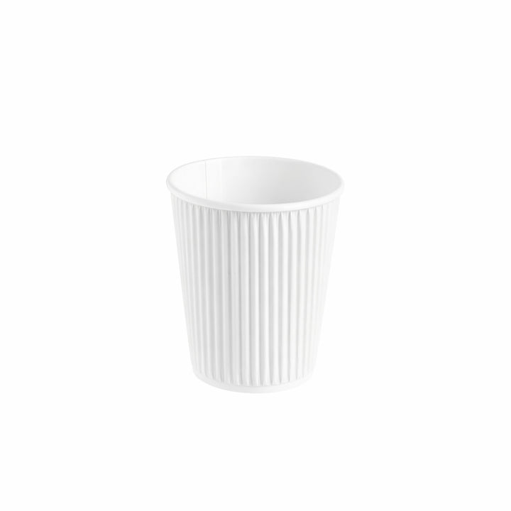 8oz white ripple wall hot cup with 80mm rim (500 pack) — insulated paper cup ideal for hot takeaway drinks.
