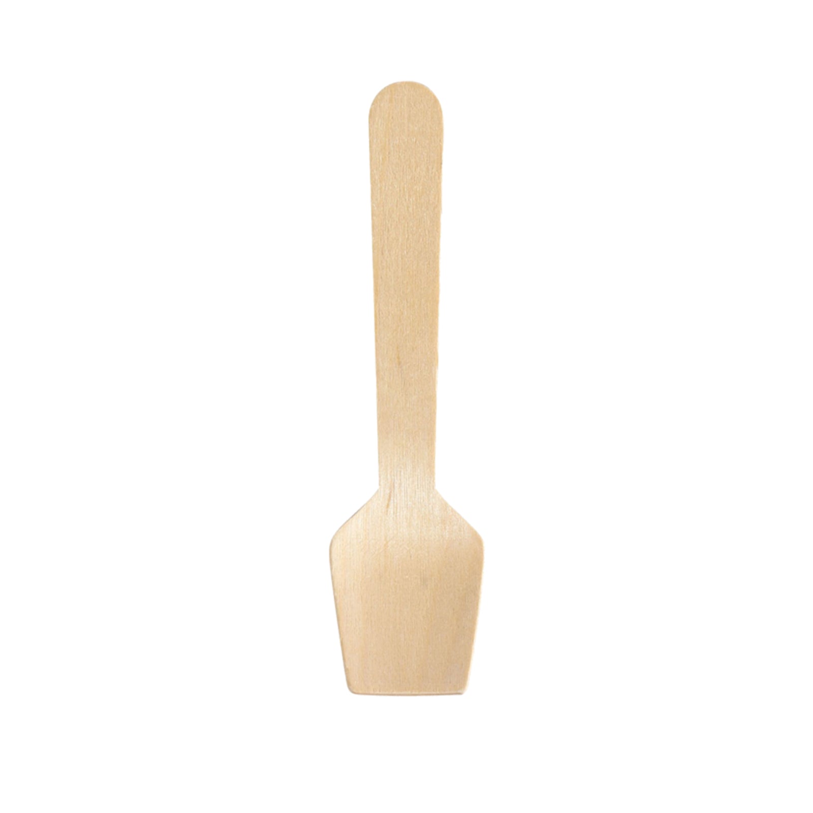 95mm natural wooden ice cream spade — disposable wooden spoon ideal for ice cream, desserts, and takeaway servings.