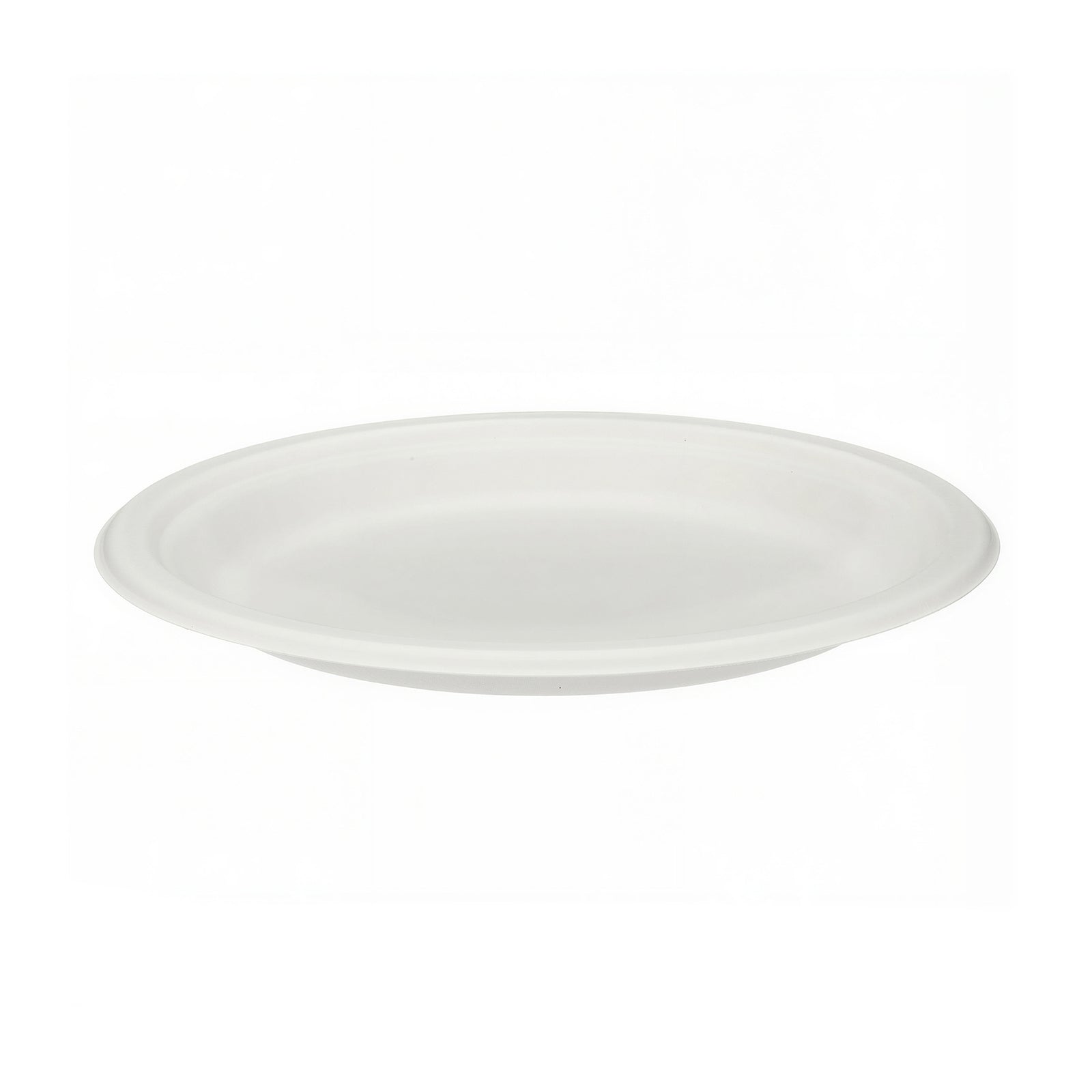 9 inch white bagasse round plate – top view