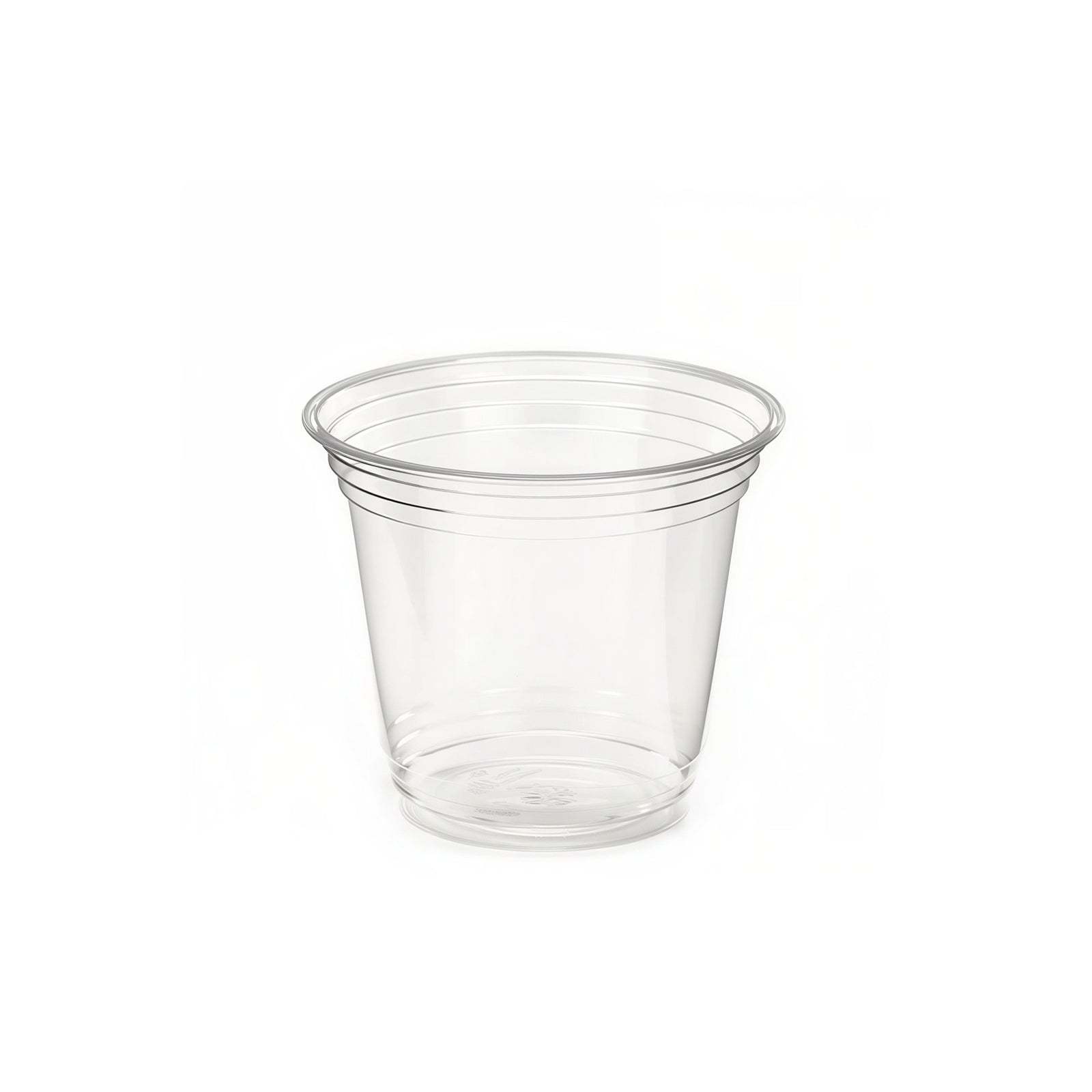 9oz 95mm rPET clear cup (1000 pack) — recyclable transparent cold drink cup suitable for juices, desserts, and takeaway beverages.