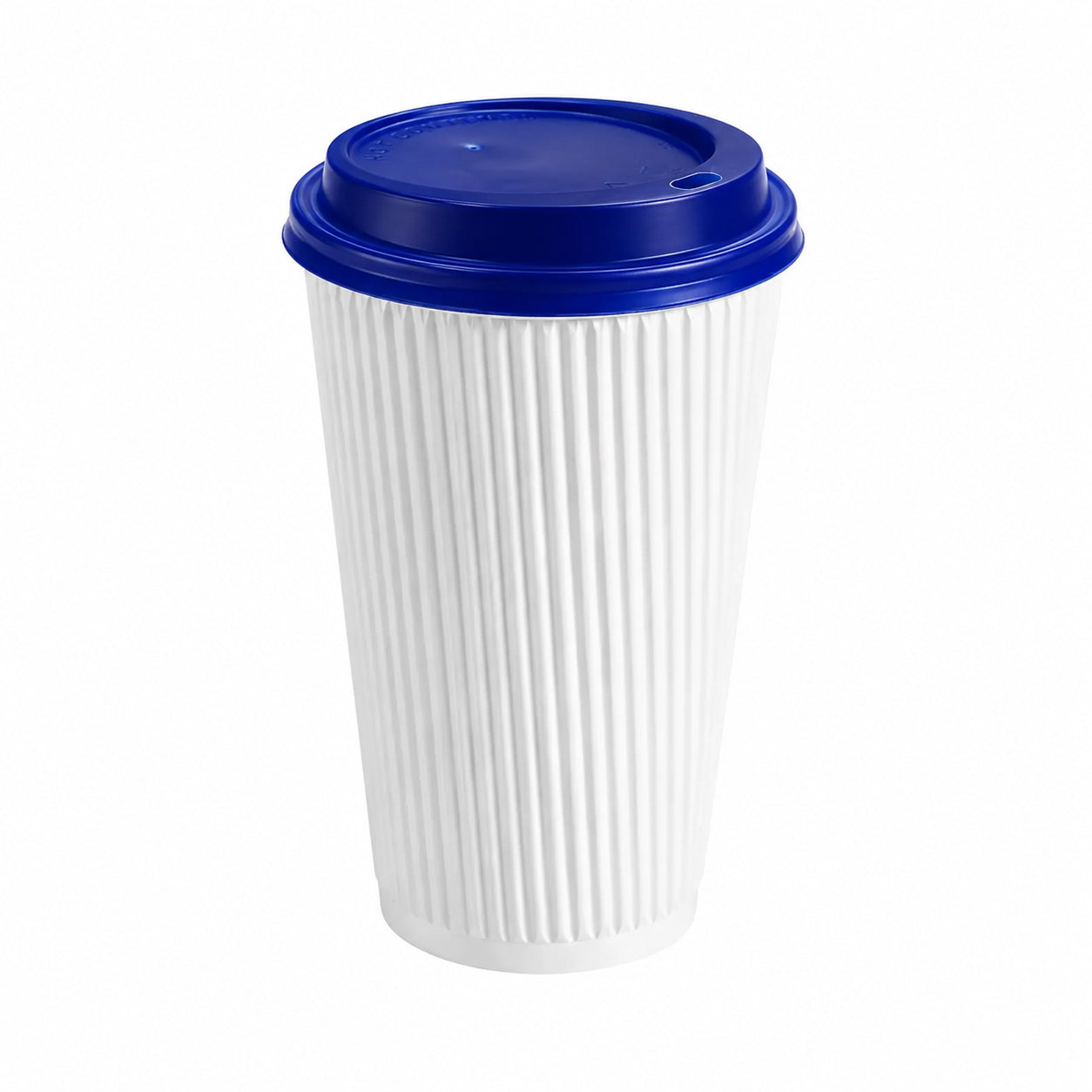 16oz - 90⌀ White Ripple Wall Hot Cup & Blue Cup Lids (1 x 1,000)