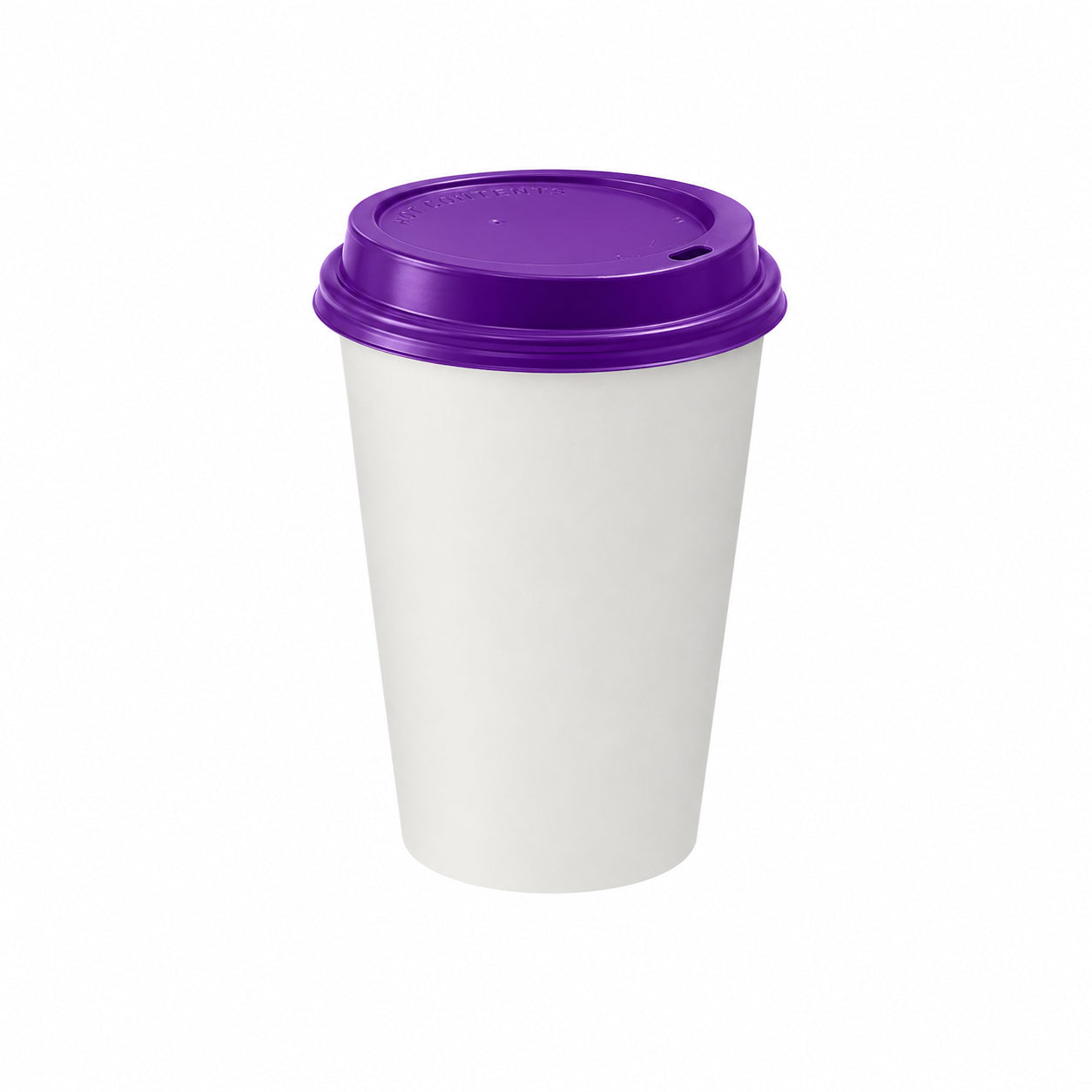 12oz - 90⌀ White Paper Single Wall Hot Cup & Purple Cup Lids (1 x 1,000)