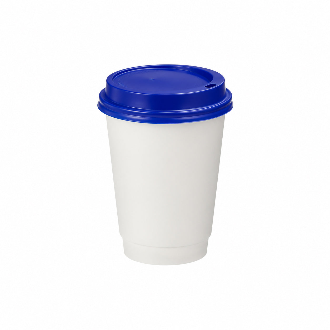 12oz - 90⌀ White Paper Double Wall Hot Cup & Blue Cup Lids (1 x 1,000)