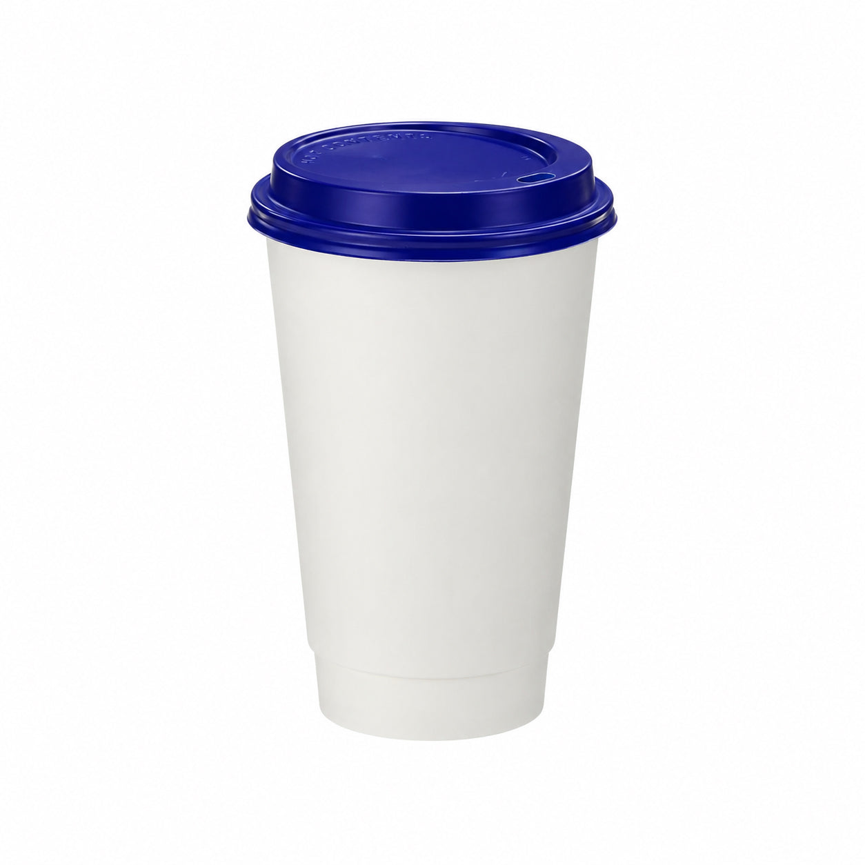 16oz - 90⌀ White Paper Double Wall Hot Cup & Blue Cup Lids (1 x 1,000)