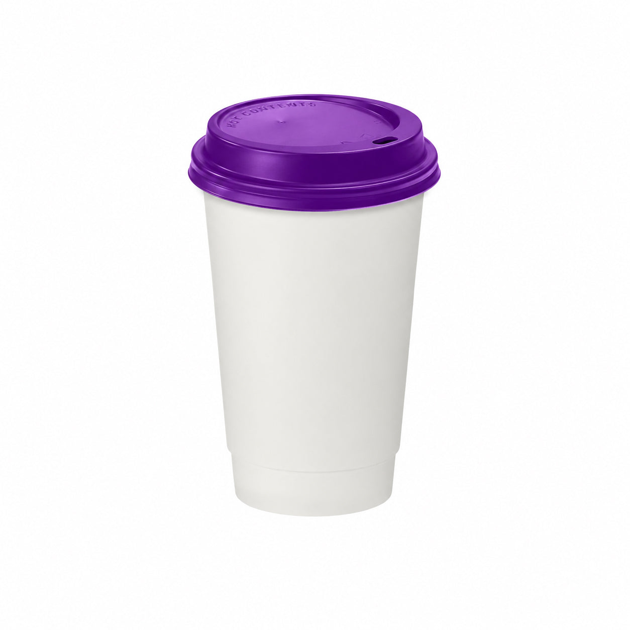 16oz - 90⌀ White Paper Double Wall Hot Cup & Purple Cup Lids (1 x 1,000)