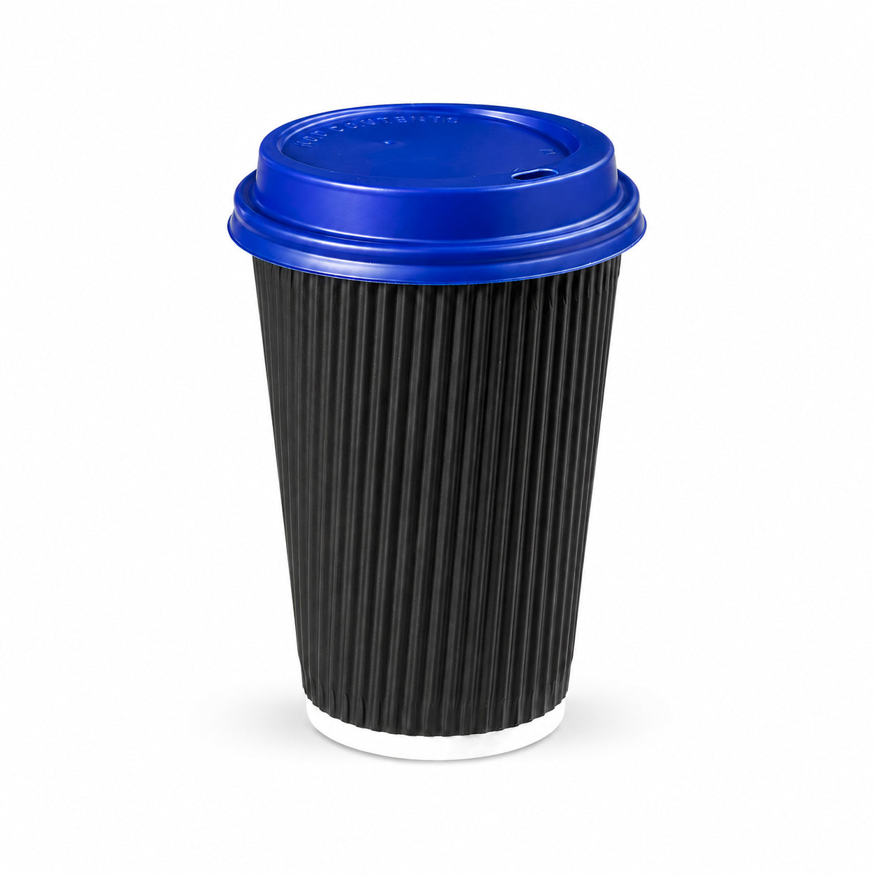 16oz - 90⌀ Black Ripple Wall Hot Cup & Blue Cup Lids (1 x 1,000)