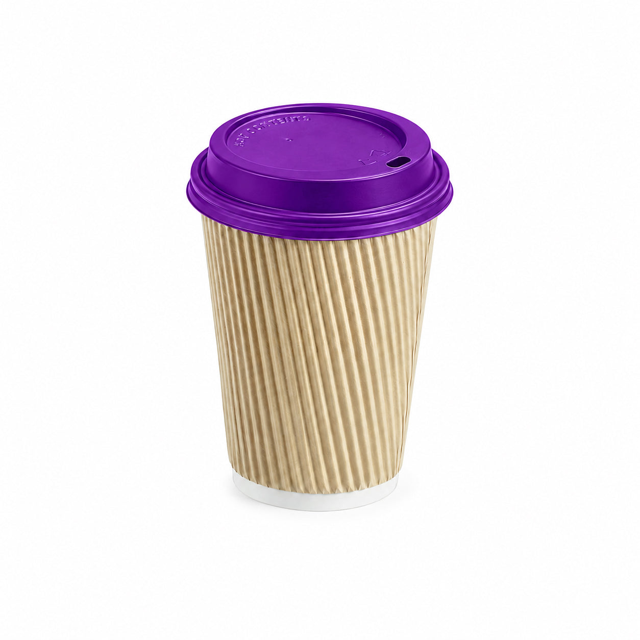 12oz - 90⌀ Kraft Ripple Wall Hot Cup & Purple Cup Lids (1 x 1,000)
