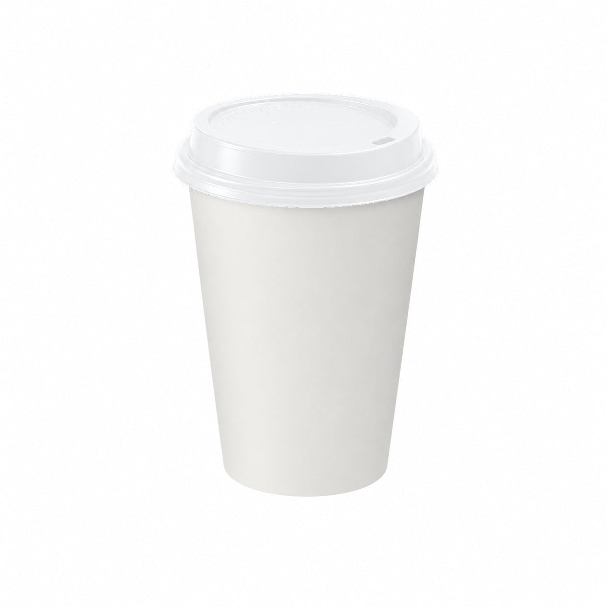 12oz - 90mm Diameter White Paper Single Wall Hot Cup & White Sip Thru Lids (1 x 1,000)