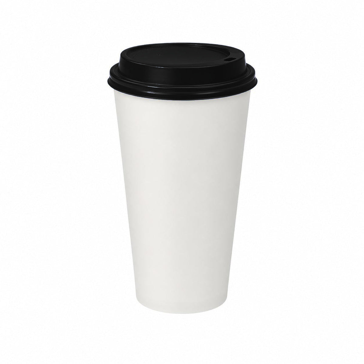 16oz - 90mm Diameter White Paper Single Wall Hot Cup & Black Sip Thru Lids (1 x 1,000)