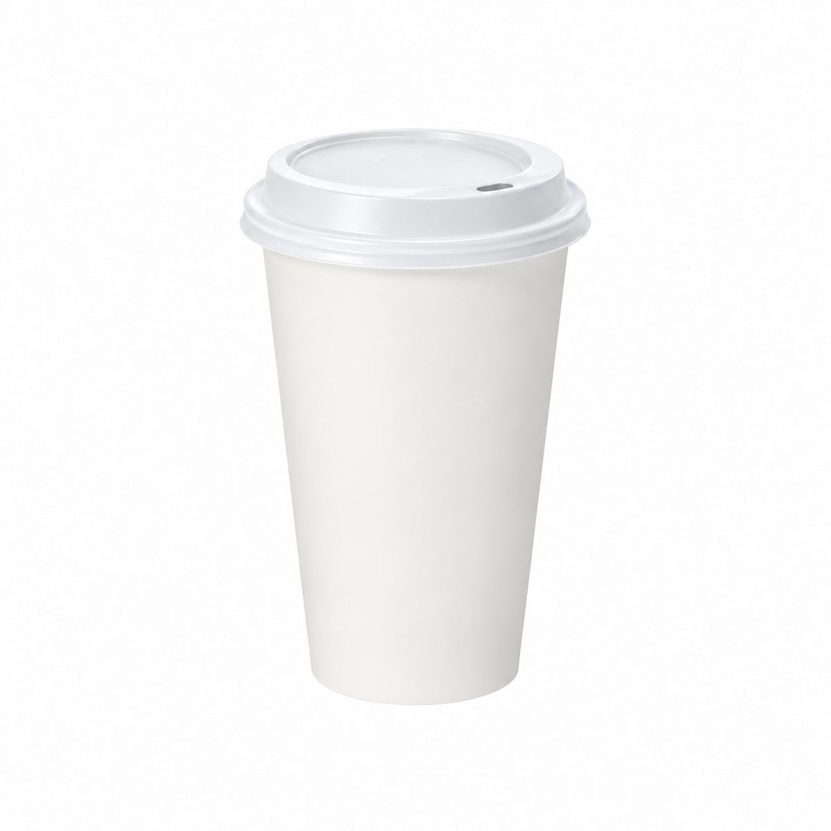 16oz - 90mm Diameter White Paper Single Wall Hot Cup & White Sip Thru Lids (1 x 1,000)