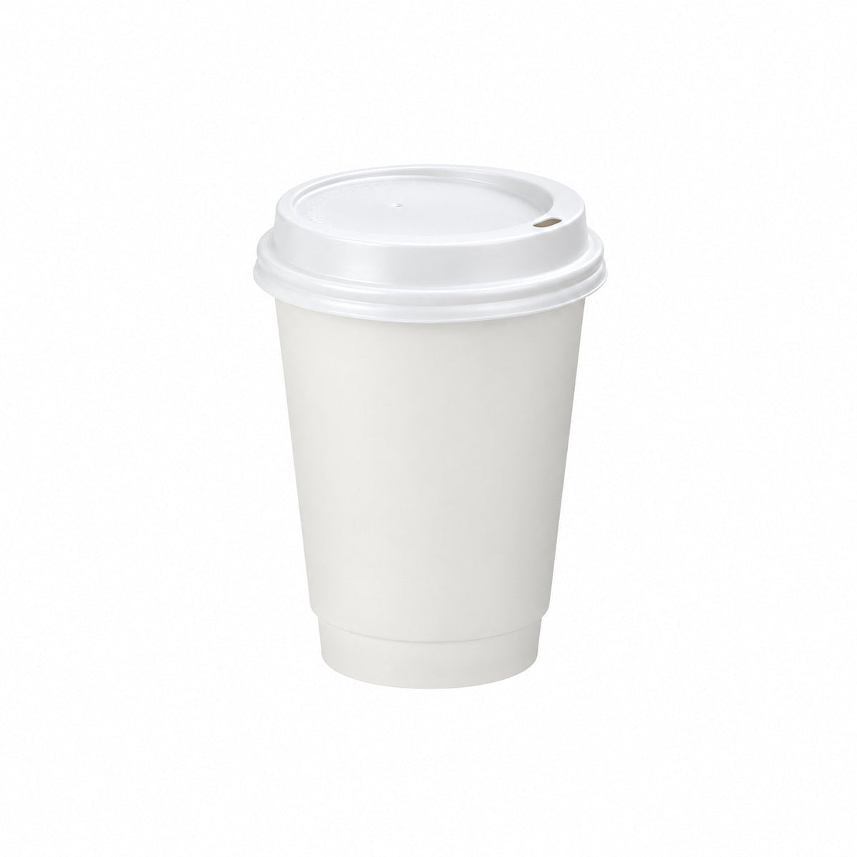 12oz - 90mm Diameter White Paper Double Wall Hot Cup & White Sip Thru Lids (1 x 1,000)