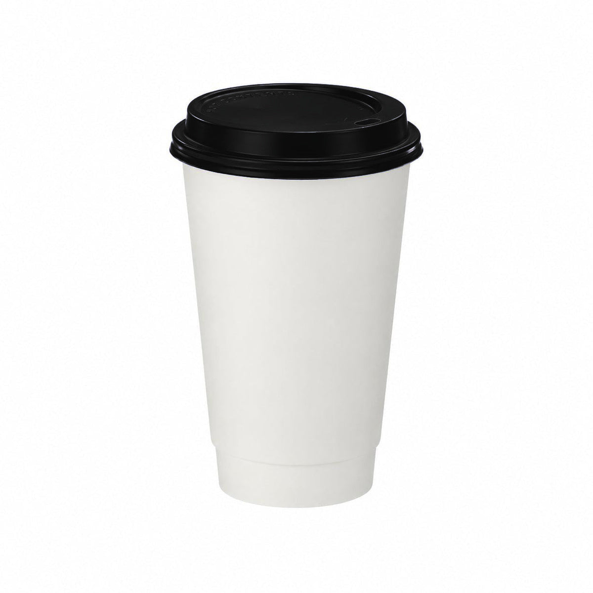 16oz - 90mm Diameter White Paper Double Wall Hot Cup & Black Sip Thru Lids (1 x 1,000)