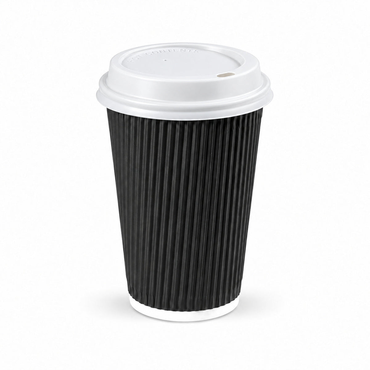 16oz - 90mm Diameter Black Ripple Wall Hot Cup & White Sip Thru Lids (1 x 1,000)
