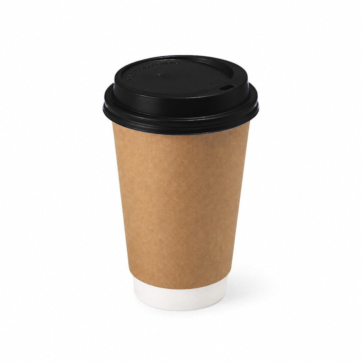 12oz - 90mm Diameter Brown Kraft Double Wall Hot Cup & Black Sip Thru Lids (1 x 1,000)