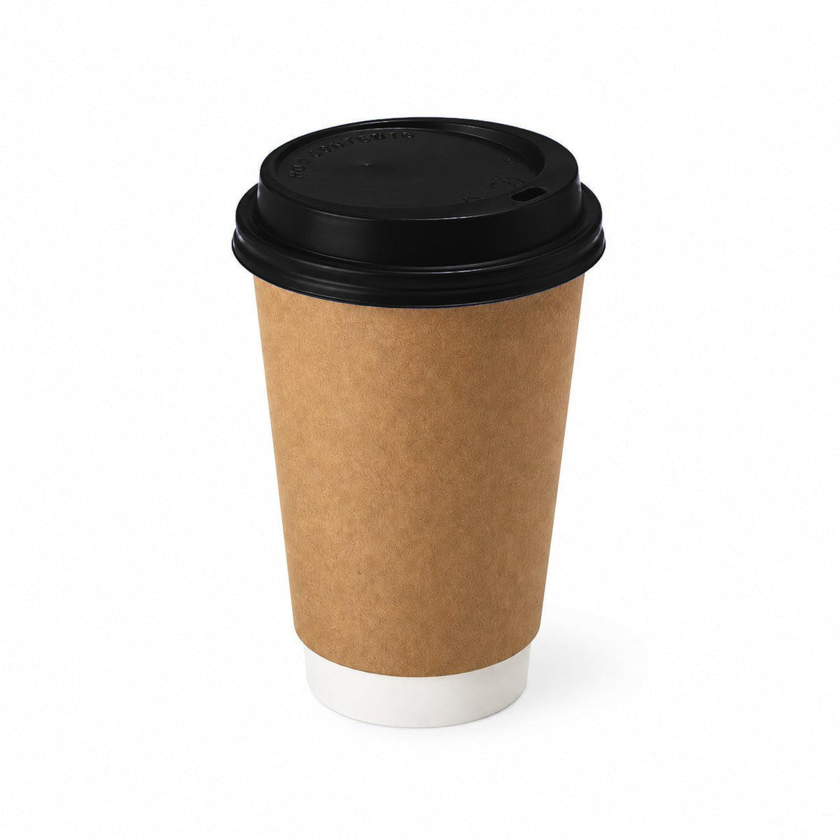 16oz - 90mm Diameter Brown Kraft Double Wall Hot Cup & Black Sip Thru Lids (1 x 1,000)