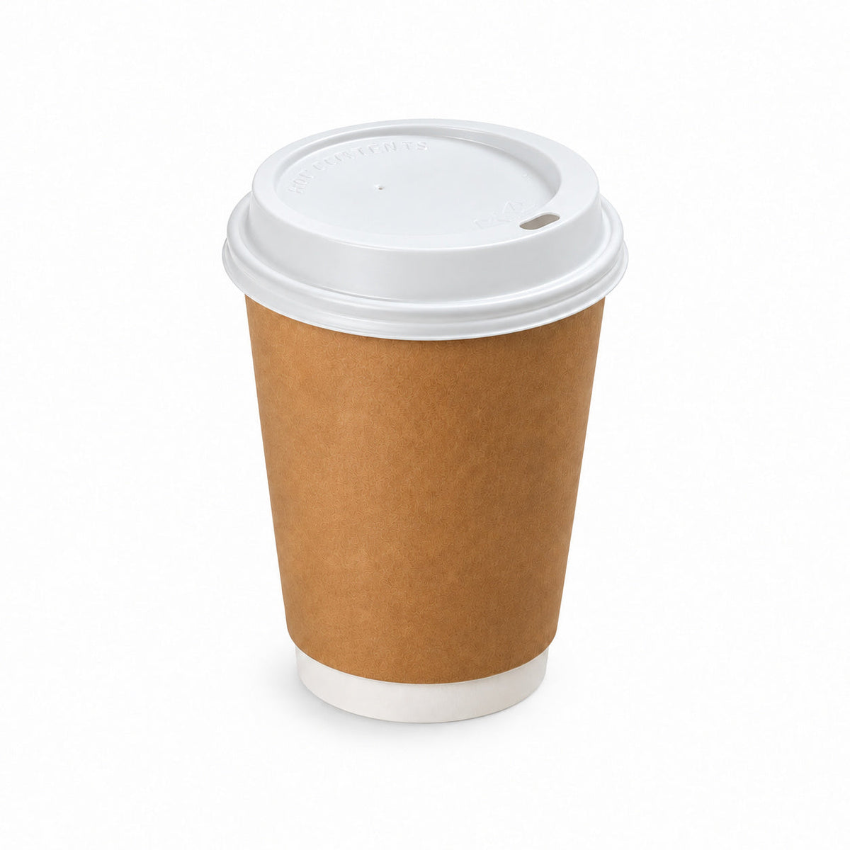 16oz - 90mm Diameter Brown Kraft Double Wall Hot Cup & White Sip Thru Lids (1 x 1,000)