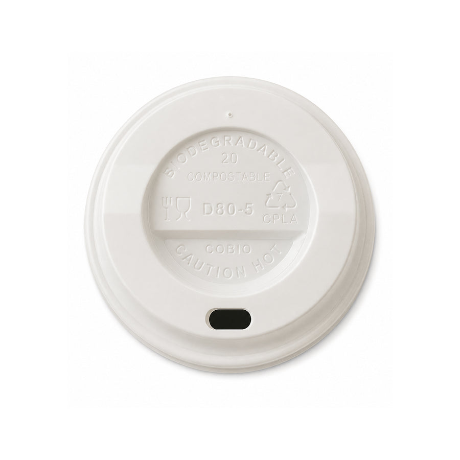 10oz/20oz - 90ø White Compostable CPLA Sip Thru Lid (1 × 1,000)