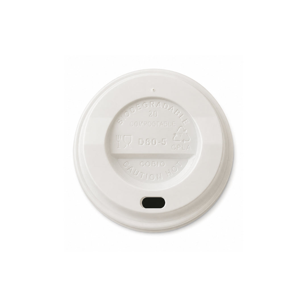 8oz - 80ø White Compostable CPLA Sip Thru Lid (1 × 1,000)