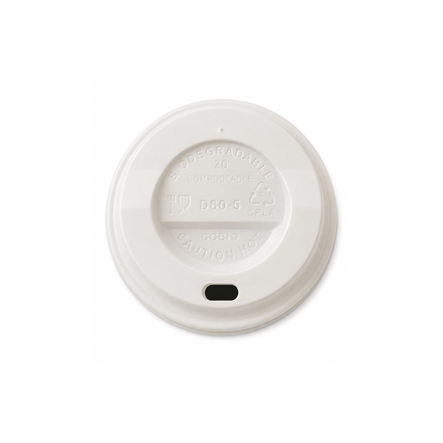 8oz - 80ø White Compostable CPLA Sip Thru Lid (1 × 1,000)