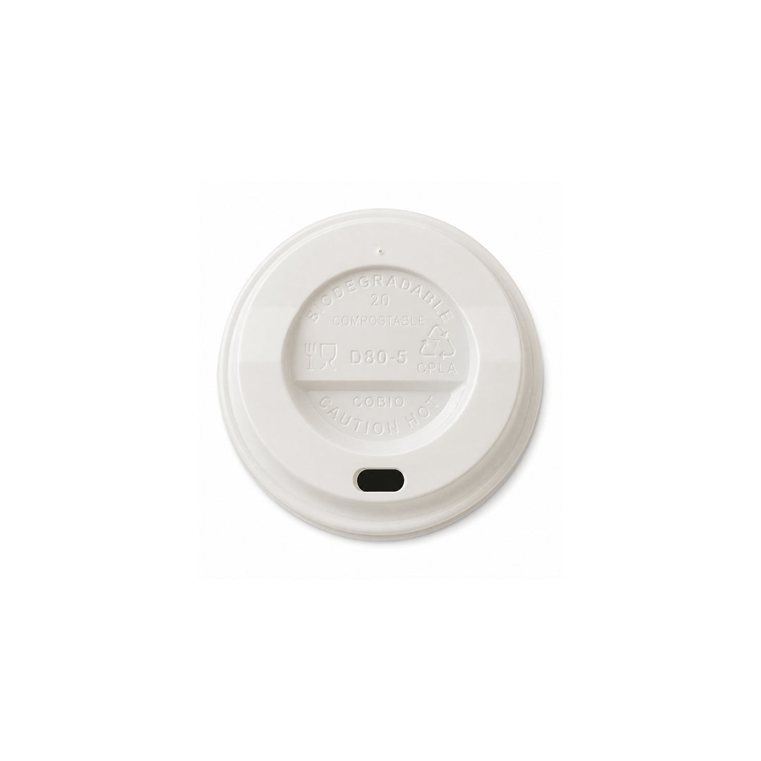 4oz - 62ø White Compostable CPLA Sip Thru Lid (1 × 1,000)