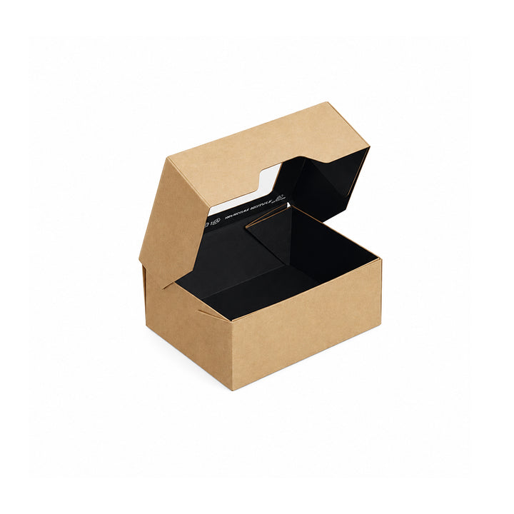350ml Brown Kraft/Black Takeaway &amp; Deli Box with Clear Window (1 x 600)