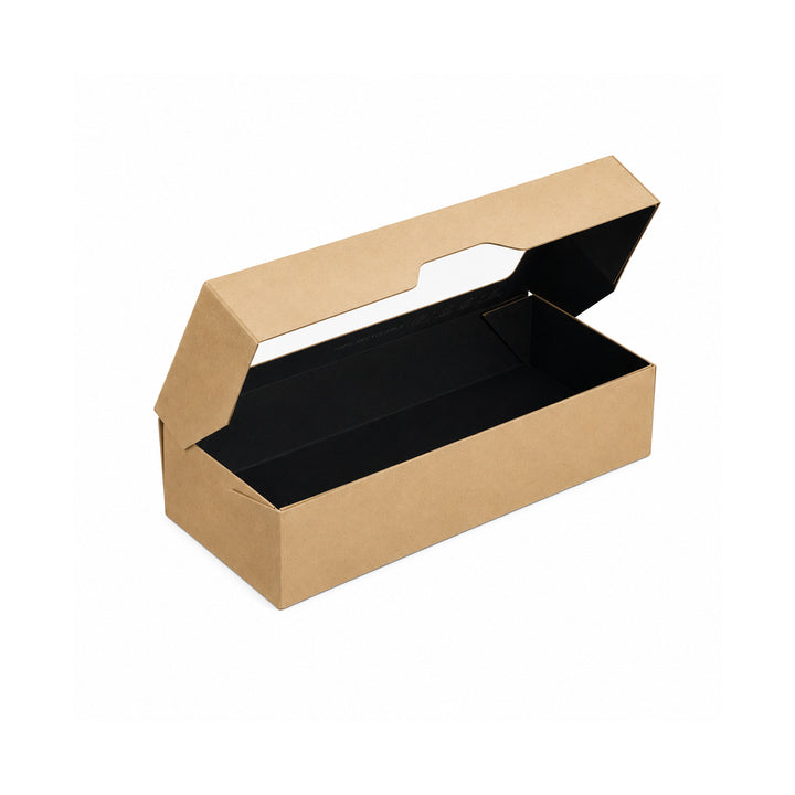 500ml Brown Kraft/Black Takeaway &amp; Deli Box with Clear Window (1 x 350)