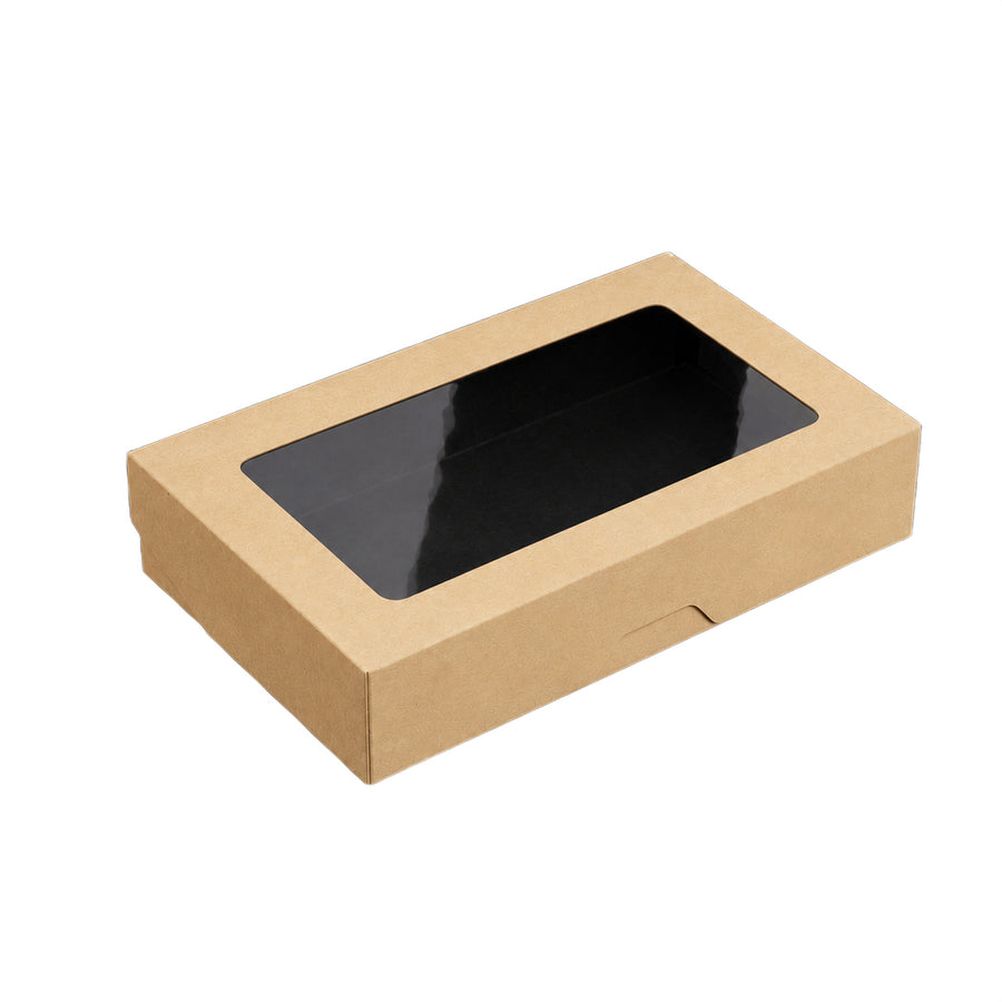 1000ml Brown Kraft/Black Takeaway & Deli Box with Clear Window (1 x 250)