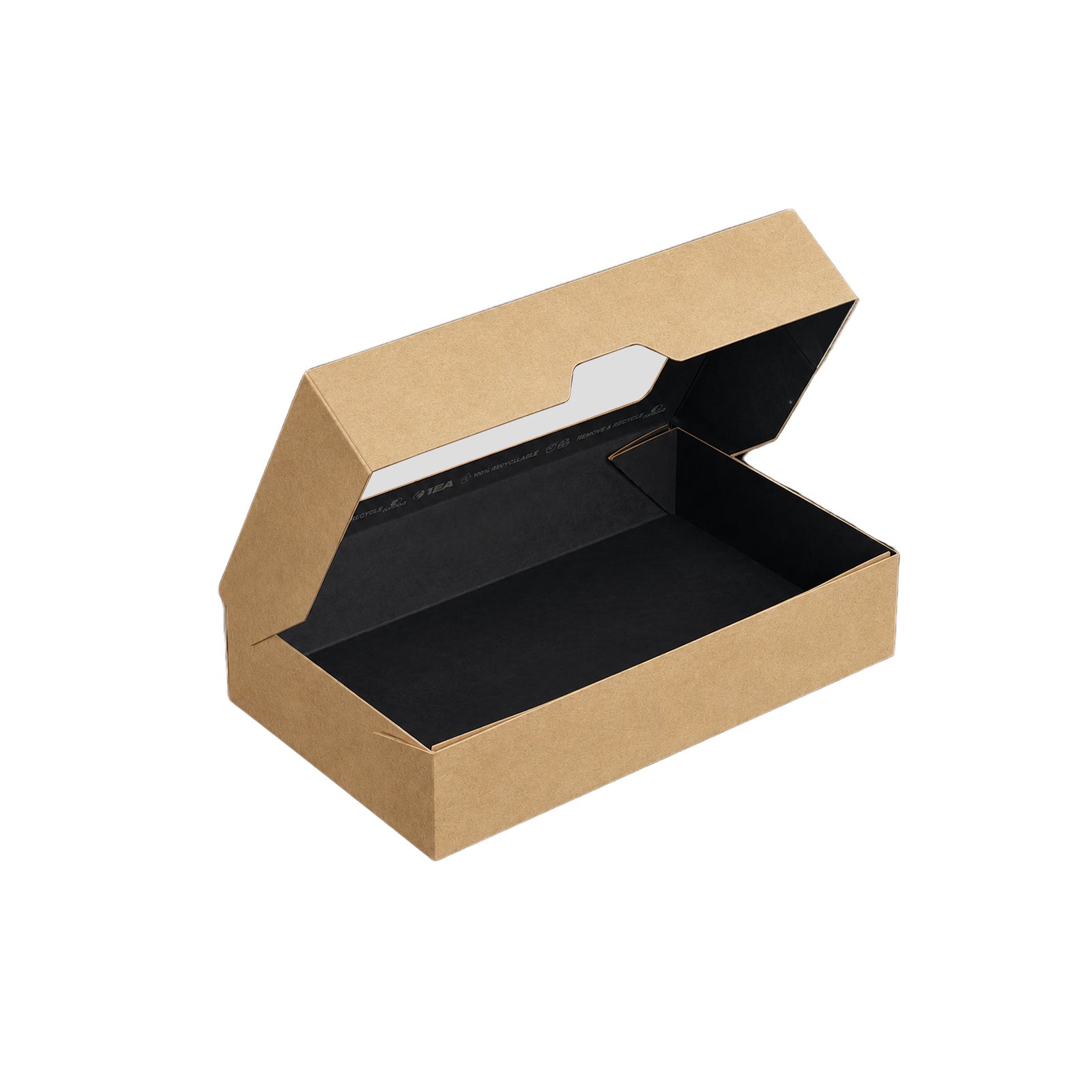 1000ml Brown Kraft/Black Takeaway & Deli Box with Clear Window (1 x 250)