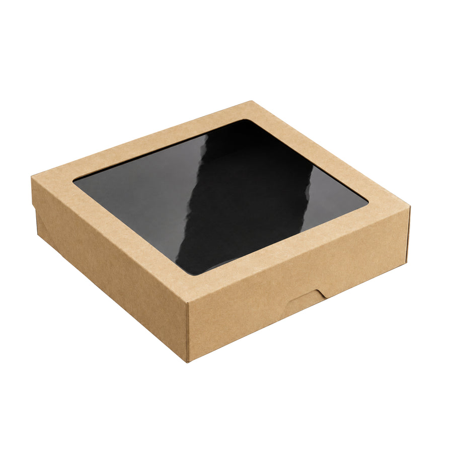 1500ml Brown Kraft/Black Takeaway & Deli Box with Clear Window (1 x 150)