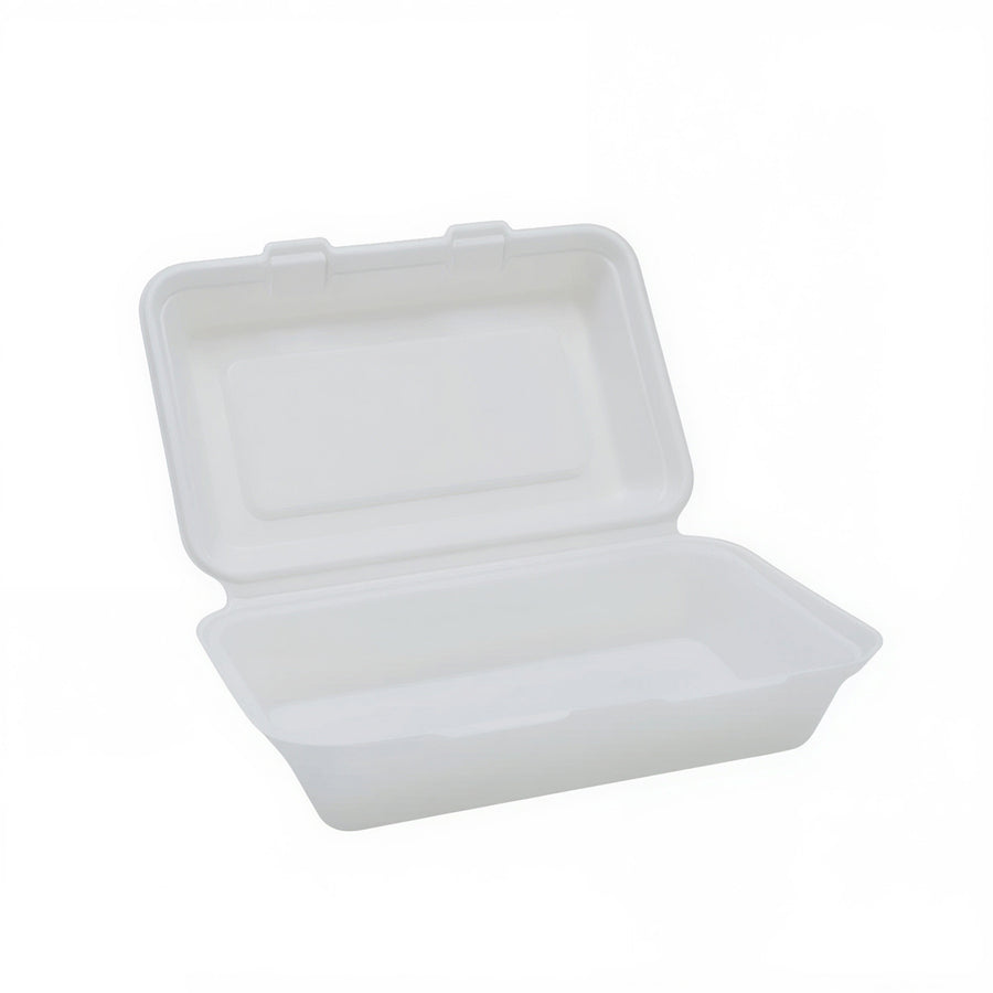 1000ml White Bagasse Clamshell Box (1 x 500)