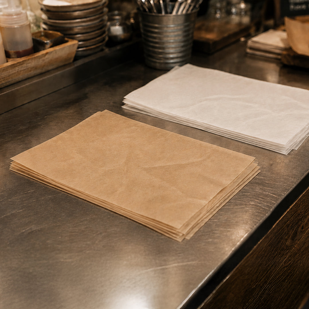 30 x 40 cm Brown Kraft Biodegradable Greaseproof Sheet (1 x 1,000)