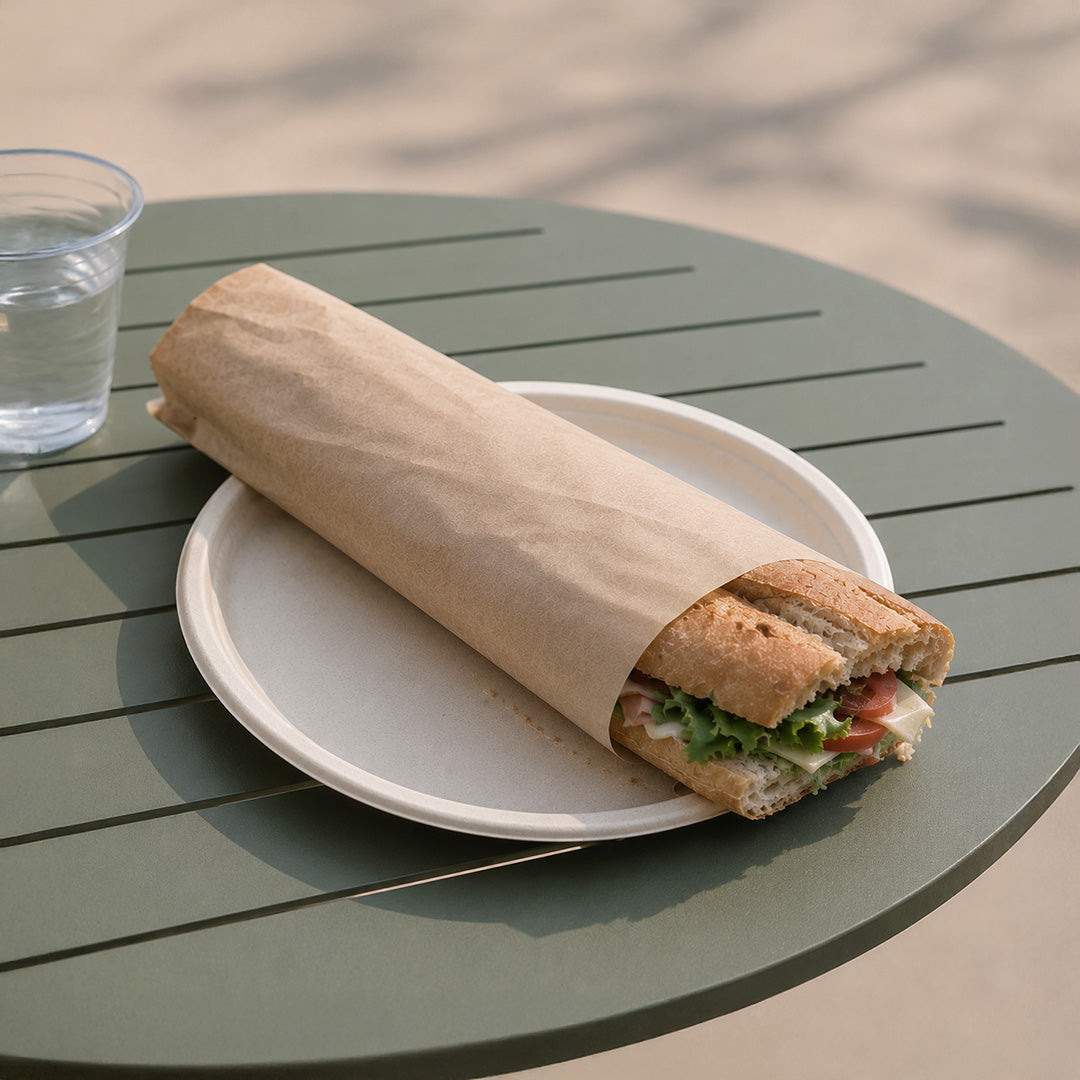 30 x 40 cm Brown Kraft Biodegradable Greaseproof Sheet (1 x 1,000)