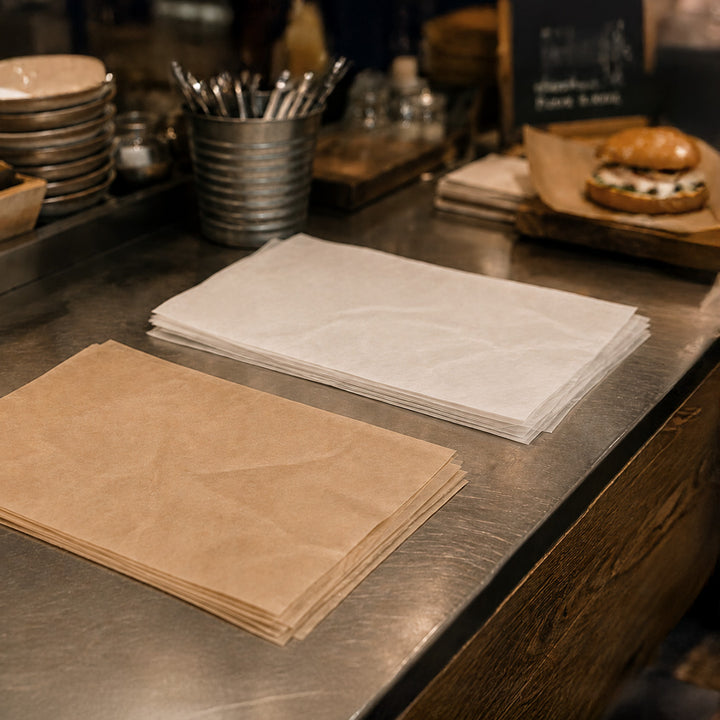 30 x 40 cm White Biodegradable Greaseproof Paper Sheet (1 x 1,000)