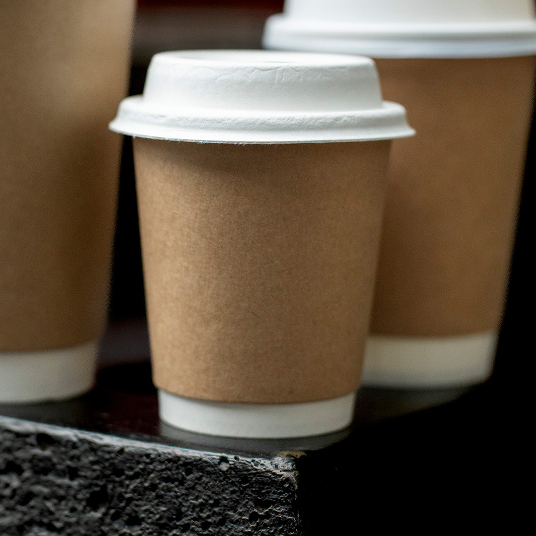 8oz brown double wall hot cup – side view