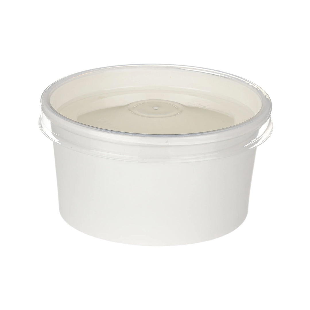7oz White Paper Takeaway Portion Pots &amp; Lids (1 x 500)