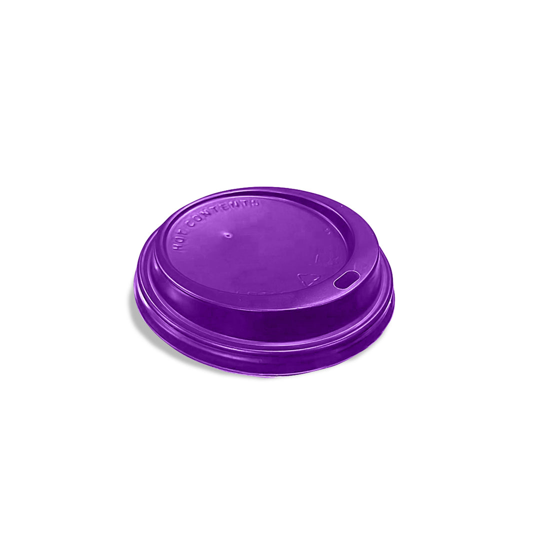 Packaging Wise 12/16oz Purple Coffee Cup Lid — vibrant and secure lid option for takeaway hot drinks with standout presentation.
